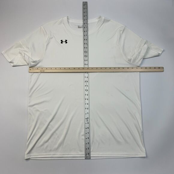 Under Armour Training T Shirt Mens 2XL XXL Cream Short Sleeve HeatGear Athletic - Picture 5 of 12